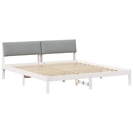 vidaXL Bedframe Wit en lichtgrijs 200 x 200 cm Massief grenenhout afbeelding2 - 1
