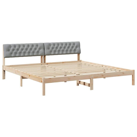 vidaXL Bedframe Bruin en lichtgrijs 200 x 200 cm Massief grenenhout afbeelding2 - 1