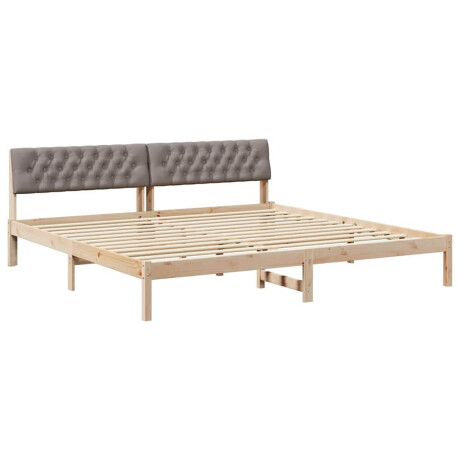 vidaXL Bedframe Bruin en taupe 200 x 200 cm Massief grenenhout afbeelding2 - 1