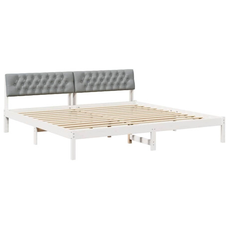 vidaXL Bedframe Wit en lichtgrijs 200 x 200 cm Massief grenenhout afbeelding2 - 1
