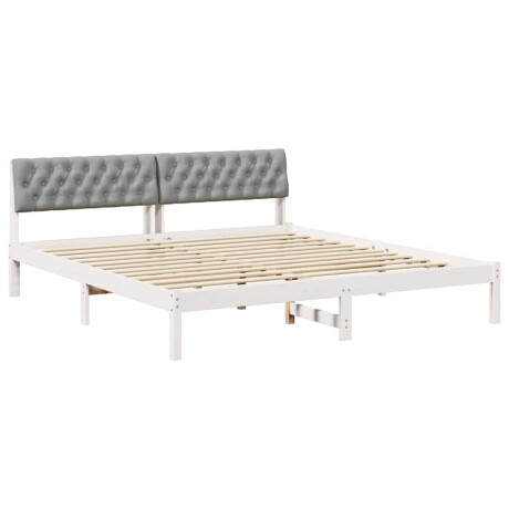 vidaXL Bedframe Wit en lichtgrijs 180 x 200 cm Massief grenenhout afbeelding2 - 1