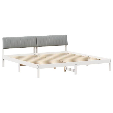 vidaXL Bedframe Wit en lichtgrijs 200 x 200 cm Massief grenenhout afbeelding2 - 1