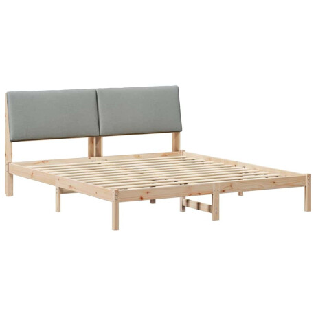 vidaXL Bedframe Bruin en lichtgrijs 200 x 200 cm Massief grenenhout afbeelding2 - 1