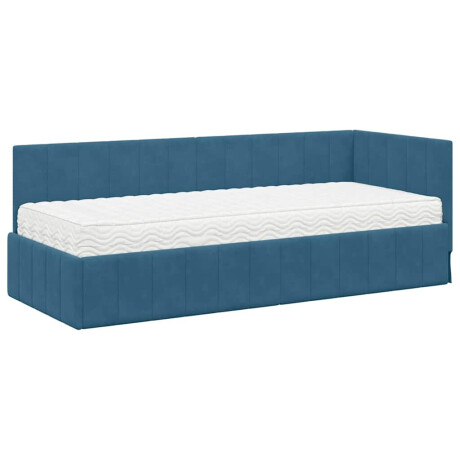 vidaXL Hoekbedframe met matras Blauw 80 x 200 cm Fluweel afbeelding2 - 1