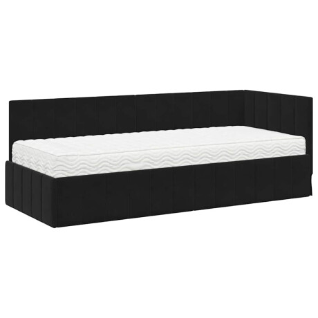 vidaXL Hoekbedframe met matras Zwart 80 x 200 cm Fluweel afbeelding2 - 1