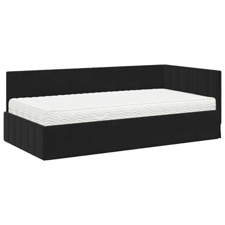 vidaXL Hoekbedframe met matras Zwart 100 x 200 cm Fluweel afbeelding2 - 1