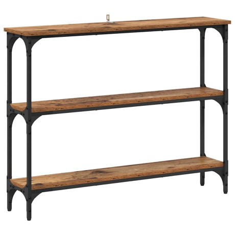 vidaXL Wandtafel Oud hout 100 x 22.5 x 75 cm Engineered hout en metaal afbeelding2 - 1