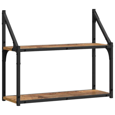 vidaXL Wandplank met plank Oud hout 60 x 21 x 51 cm Bewerkt hout afbeelding2 - 1