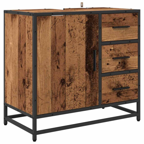 vidaXL Badkamertenk te kast met lade Oud hout 65 x 33 x 60 cm afbeelding2 - 1