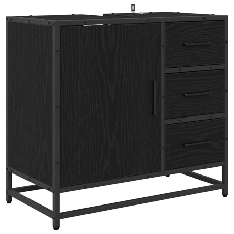 vidaXL Badkamerkast met lade Zwart Eiken 65 x 33 x 60 cm Bewerkt hout afbeelding2 - 1