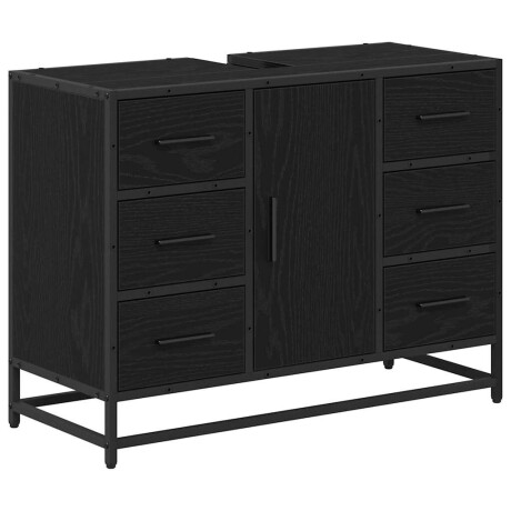 vidaXL Badkamerkast met lade Zwart Eiken 80 x 33 x 60 cm Bewerkt hout afbeelding2 - 1