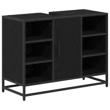 vidaXL Badkamerkast met plank Zwart Eiken 80 x 33 x 60 cm Bewerkt hout afbeelding2 - 1
