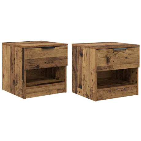 vidaXL Bedkast met lade 2 pcs Oud hout 40 x 39 x 40 cm Bewerkt hout afbeelding2 - 1