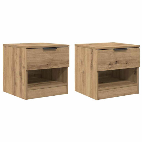 vidaXL Bedkast met lade 2 pcs artisanaal eikenkleurig 40 x 39 x 40 cm afbeelding2 - 1