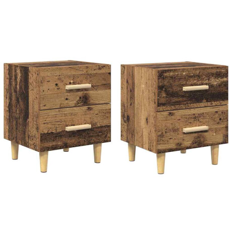 vidaXL Bedkast met lade 2 pcs Oud hout 40 x 35 x 47,5 cm Bewerkt hout afbeelding2 - 1