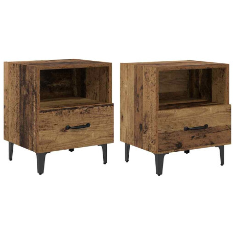 vidaXL Nachtkastje 2 pcs Oud hout 40 x 35 x 47,5 cm Bewerkt hout afbeelding2 - 1