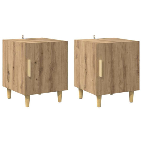 vidaXL Nachtkastje 2 pcs Artisan Eiken 40 x 40 x 50 cm Bewerkt hout afbeelding2 - 1
