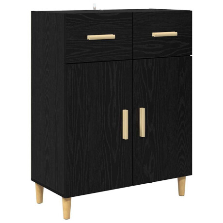 vidaXL Dressoir met lade Zwart eiken 34 x 69.5 x 89 cm Bewerkt hout afbeelding2 - 1