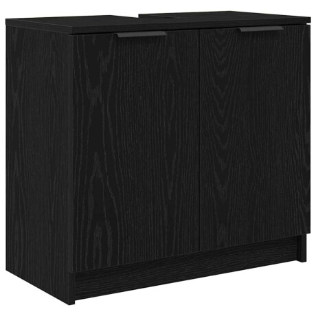 vidaXL Badkamer Kast Zwart Eiken 64,5 x 33,5 x 59 cm Bewerkt hout afbeelding2 - 1