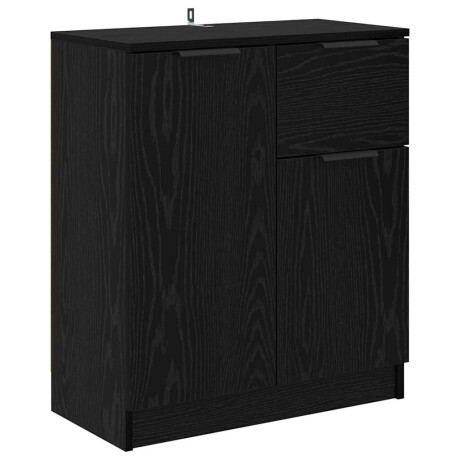 vidaXL Dressoir met lade Zwart Eiken 60 x 30 x 70 cm Bewerkt hout afbeelding2 - 1