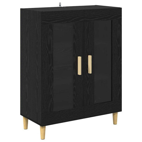 vidaXL Dressoir Zwart Eiken 69,5 x 34 x 90 cm Bewerkt hout afbeelding2 - 1