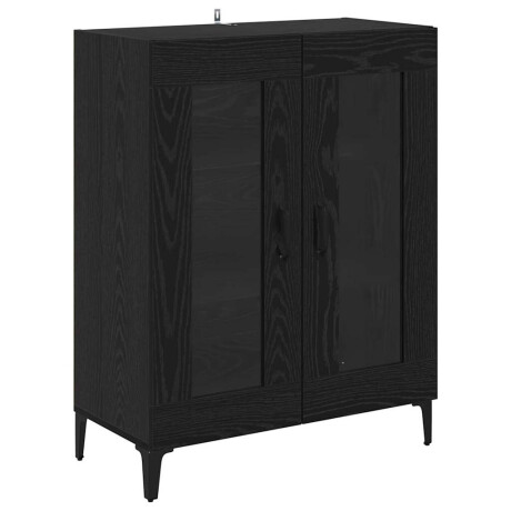vidaXL Dressoir Zwart Eiken 69,5 x 34 x 90 cm Gemonteerd hout en ijzer afbeelding2 - 1