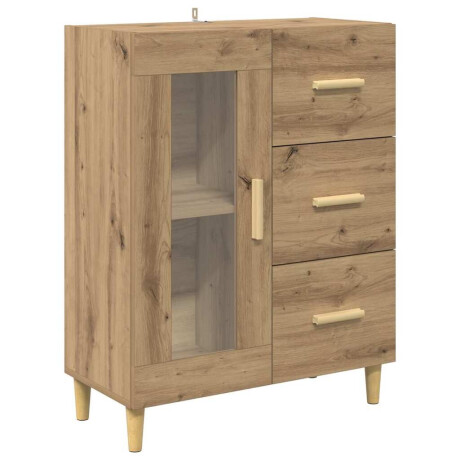 vidaXL Dressoir met lade Artisan Eiken 69,5 x 34 x 90 cm Bewerkt hout afbeelding2 - 1