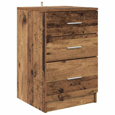 vidaXL Nachtkastje met lade Oudhout 40 x 40 x 63 cm Bewerkt hout afbeelding2 - 1
