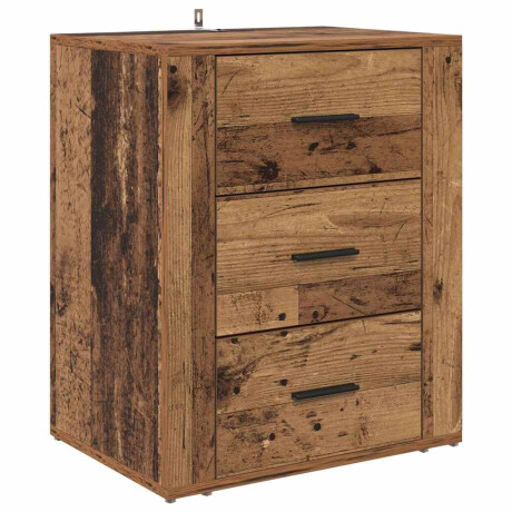 vidaXL Nachtkastje met lade Oudhout 35 x 50 x 60 cm Bewerkt hout afbeelding2 - 1