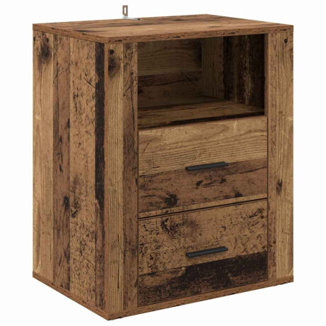 vidaXL Nachtkastje met lade Oudhout 35 x 50 x 60 cm Bewerkt hout afbeelding2 - 1