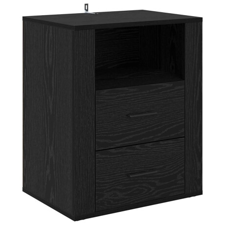 vidaXL Nachtkastje met lade Zwart Eiken 35 x 50 x 60 cm Bewerkt hout afbeelding2 - 1
