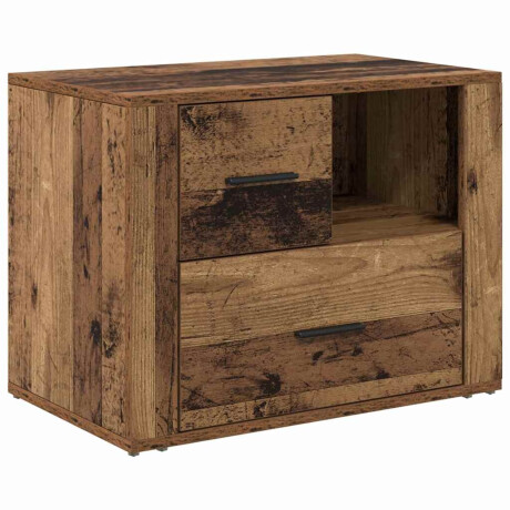 vidaXL Nachtkastje met lade Oudhout 35 x 60 x 50 cm Bewerkt hout afbeelding2 - 1
