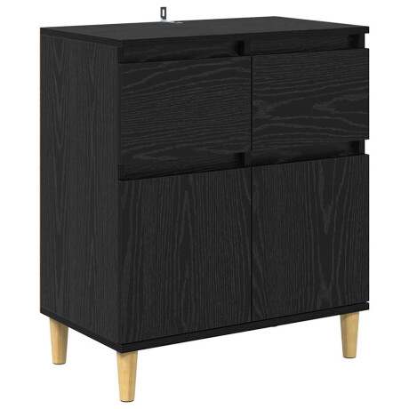 vidaXL Dressoir met lade Zwart Eiken 60 x 35 x 70 cm Bewerkt hout afbeelding2 - 1