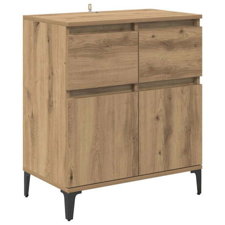 vidaXL Dressoir Artisan Eiken 60 x 35 x 70 cm Gemonteerd hout en ijzer afbeelding2 - 1