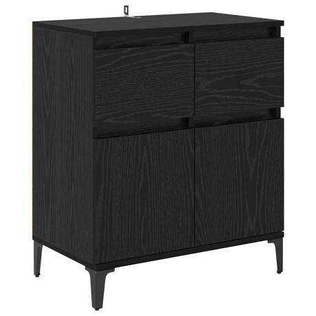 vidaXL Dressoir Zwart Eiken 60 x 35 x 70 cm Gemonteerd hout en ijzer afbeelding2 - 1