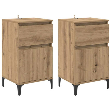 vidaXL Nachtkastje 2 pcs Artisan Eiken 40 x 35 x 70 cm Bewerkt hout afbeelding2 - 1
