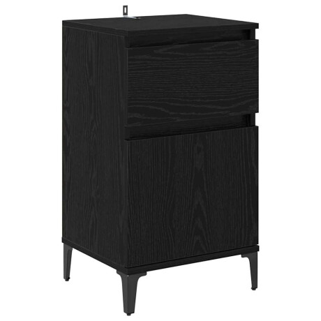 vidaXL Nachtkastje met lade Zwart Eiken 40 x 35 x 70 cm Bewerkt hout afbeelding2 - 1