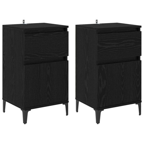 vidaXL Nachtkastje 2 pcs Zwart Eiken 40 x 35 x 70 cm Bewerkt hout afbeelding2 - 1