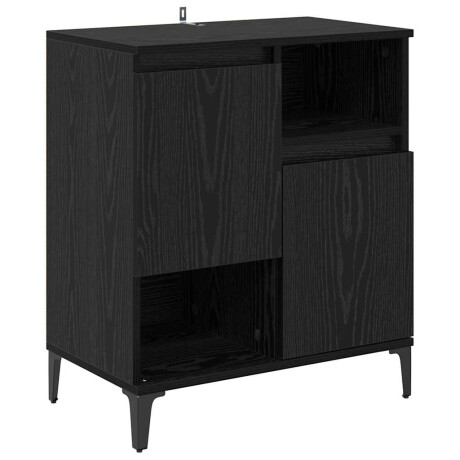 vidaXL Dressoir Zwart Eiken 60 x 35 x 70 cm Bewerkt hout afbeelding2 - 1