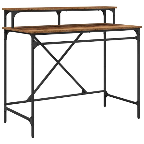 vidaXL Bureau Oud Hout 100 x 50 x 90 cm Bewerkt hout afbeelding2 - 1