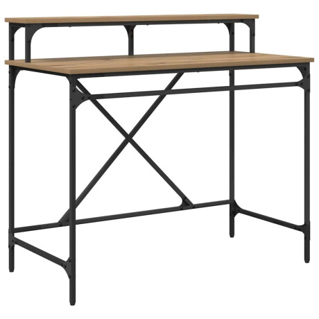 vidaXL Bureau Artisan Eiken 100 x 50 x 90 cm Bewerkt hout afbeelding2 - 1