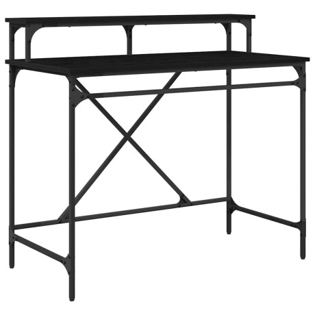 vidaXL Bureau Zwart Eiken 100 x 50 x 90 cm Bewerkt hout afbeelding2 - 1