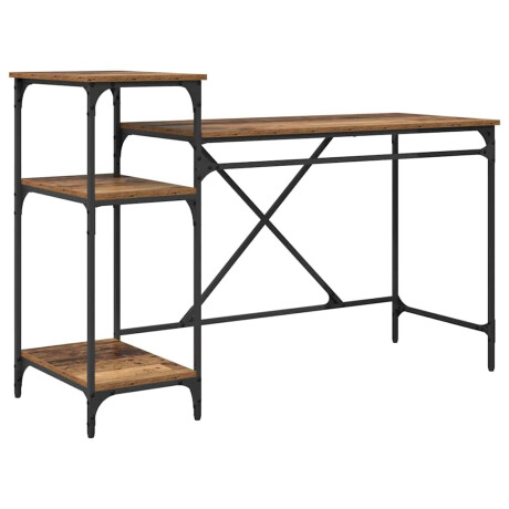 vidaXL Bureau Oud Hout 135 x 50 x 90 cm Bewerkt hout afbeelding2 - 1
