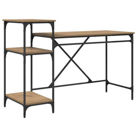 vidaXL Bureau Artisan Eiken 135 x 50 x 90 cm Bewerkt hout afbeelding2 - 1