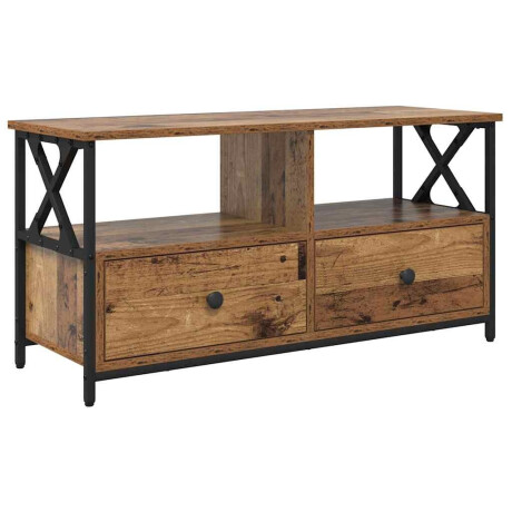 vidaXL TV-kast Oud Hout 90 x 33 x 45 cm Engineered hout en staal afbeelding2 - 1