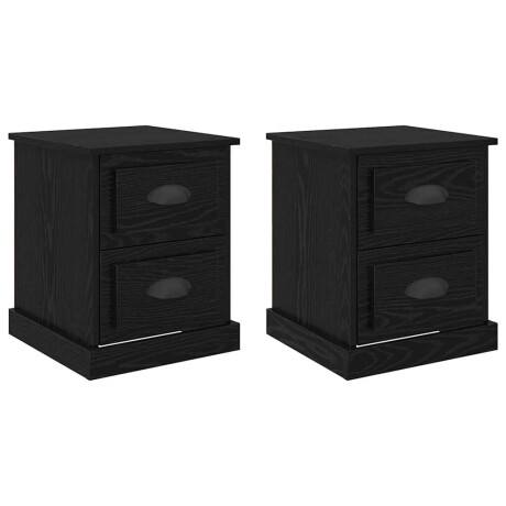 vidaXL Nachtkastje 2 pcs Zwart Eiken 39 x 39 x 47.5 cm Bewerkt hout afbeelding2 - 1