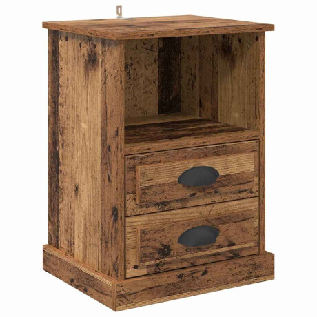 vidaXL Nachtkastje met lade Oudhout 36 x 43 x 60 cm Bewerkt hout afbeelding2 - 1