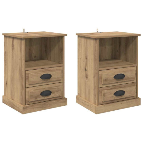 vidaXL Nachtkastje 2 pcs Artisan Eiken 36 x 43 x 60 cm Bewerkt hout afbeelding2 - 1