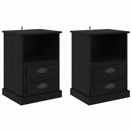 vidaXL Nachtkastje 2 pcs Zwart Eiken 36 x 43 x 60 cm Bewerkt hout afbeelding2 - 1