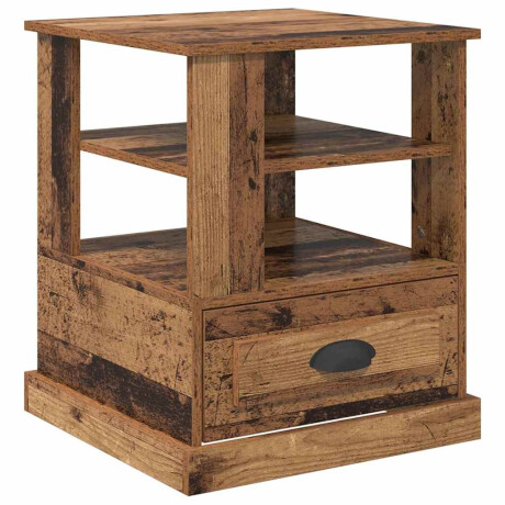 vidaXL Nachtkastje met lade Oudhout 50 x 50 x 60 cm Bewerkt hout afbeelding2 - 1